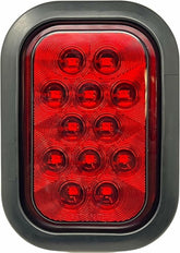 5x3 Red/White Rectangle Light 12 LED Stop/Turn/Tail Backup/Reverse Tow Truck Semi Trailer CM Flatbed Reading Postal Hitch Mounted RV Bus Grommet 3 Wire Pigtail Plug Kit 12V IP67